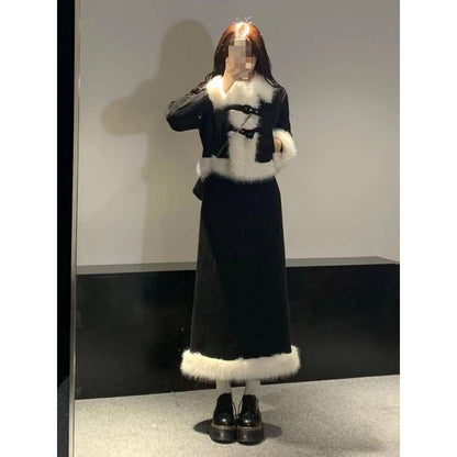 A coat half-length skirt set
