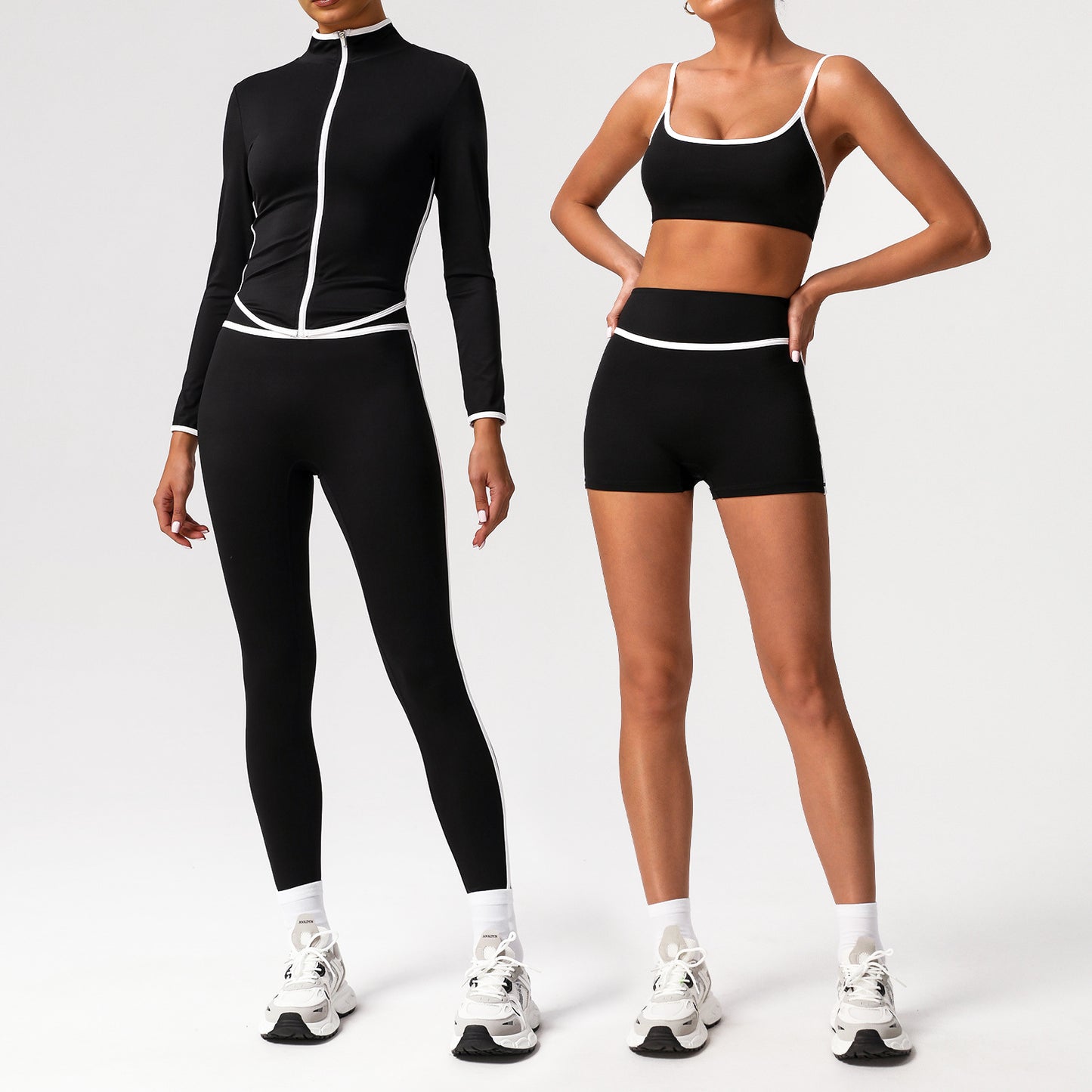 A sports suit women's contrasting colors, beautiful back, tight body, nude yoga suit, running fitness yoga suit