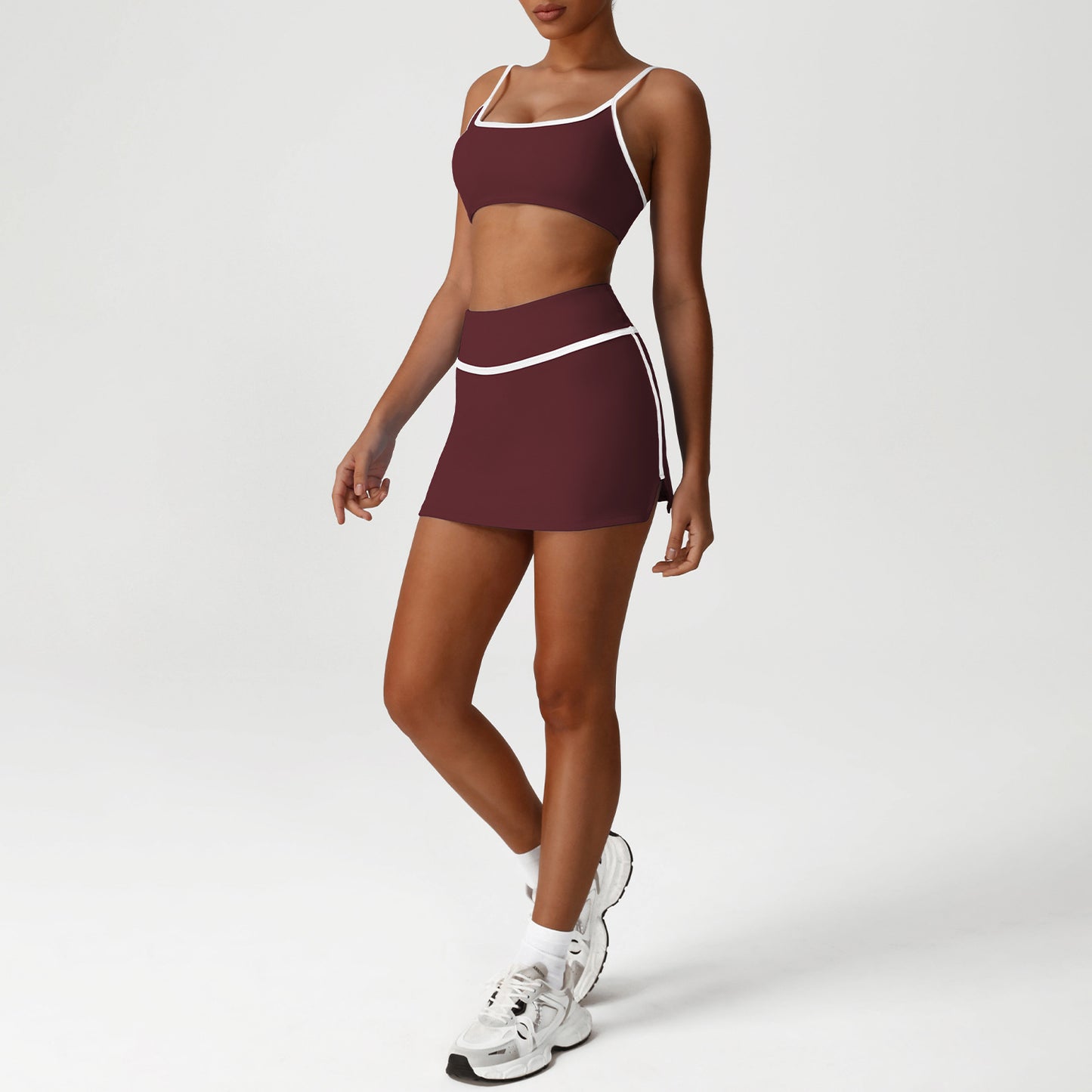 A sports suit women's contrasting colors, beautiful back, tight body, nude yoga suit, running fitness yoga suit