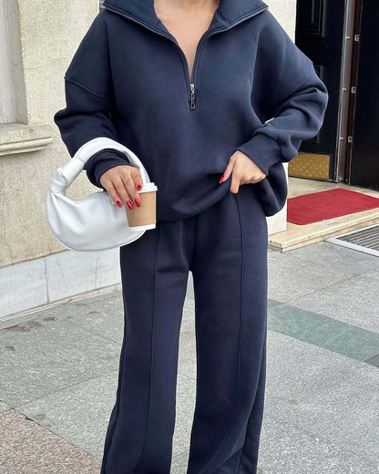 A sweater and trousers two-piece set