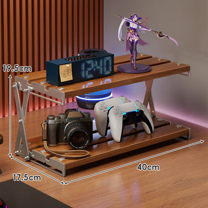A tabletop shelf
