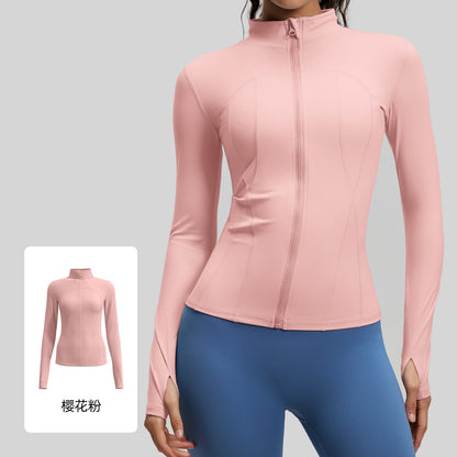 A Naked yoga clothes sports jacket slim nylon stand-up collar tight jacket top running fitness clothes women