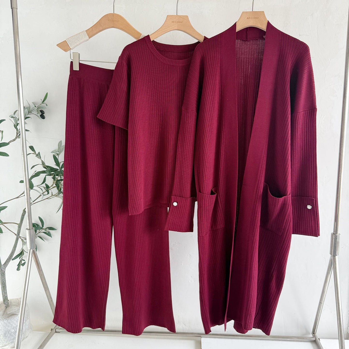 A three-piece knitted set