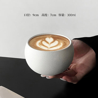 A retro egg-shaped cup frosted stone pattern ceramic cup latte coffee cup afternoon tea niche cappuccillola flower cup