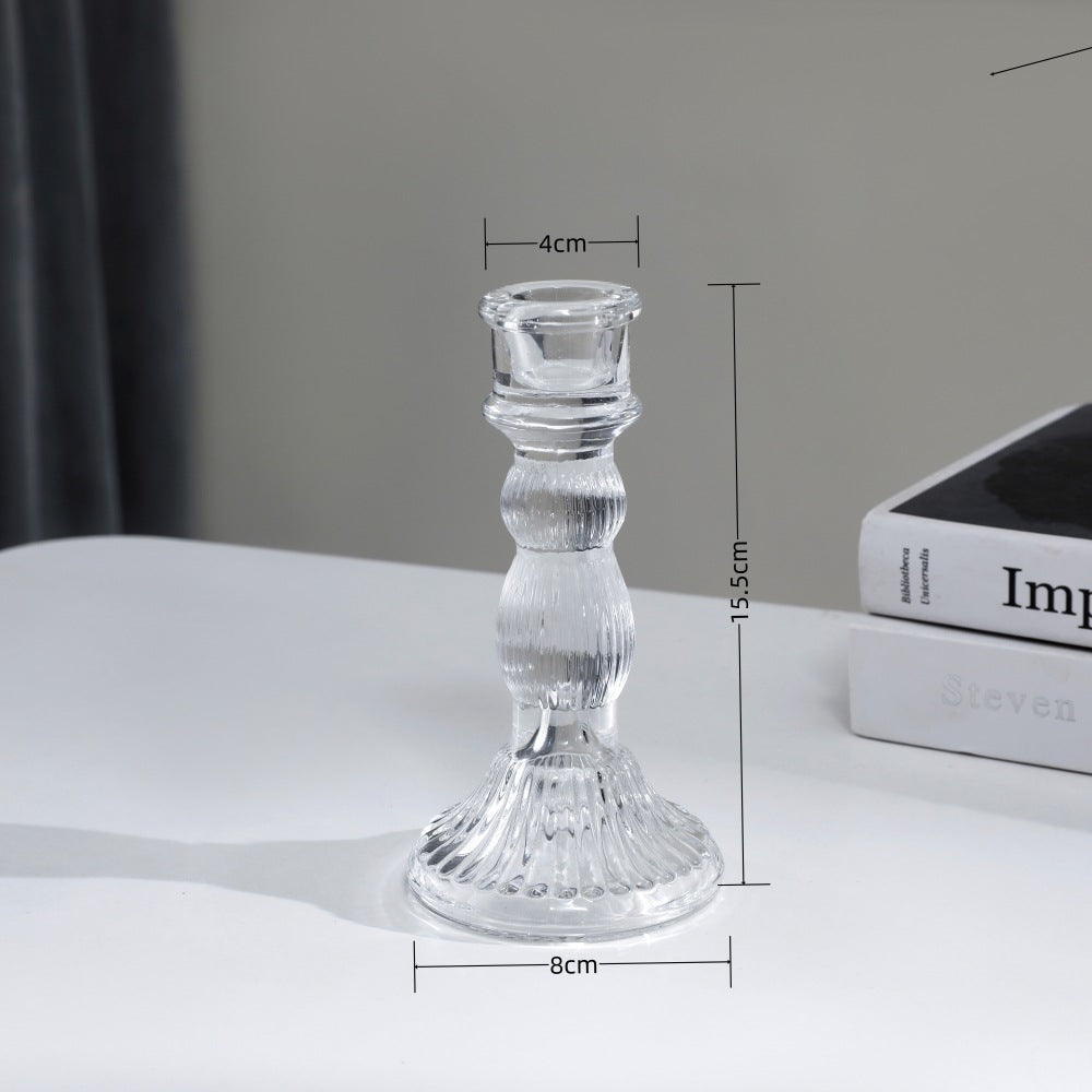 A transparent crystal glass candlestick ornament