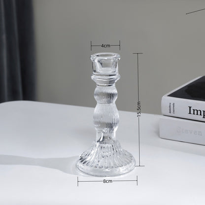 A transparent crystal glass candlestick ornament
