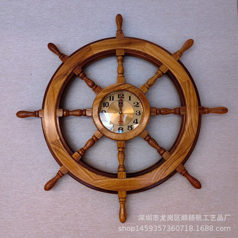 A rosewood boat helmsman wall clock decoration handicraft