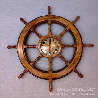 A rosewood boat helmsman wall clock decoration handicraft