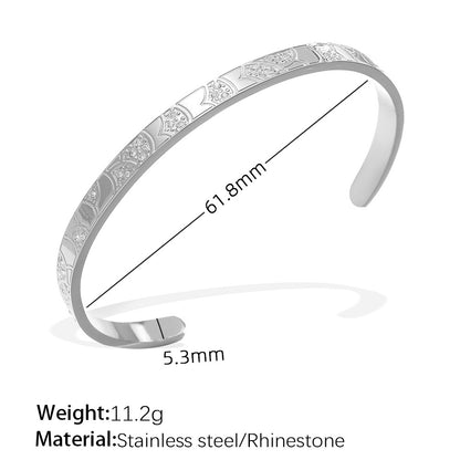 A cross-border European and American exaggerated personality versatile titanium steel inlaid zircon marine series stainless steel advanced sense opening bracelet
