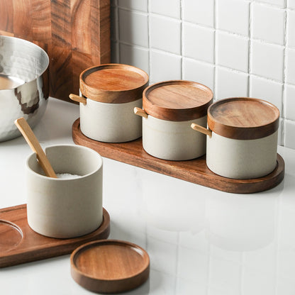 A ceramic spice jar