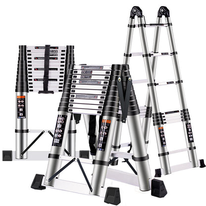 A Telescopic ladder Aluminum alloy joint herringbone ladder Household folding escalator Aluminum ladder Bamboo ladder Stairs