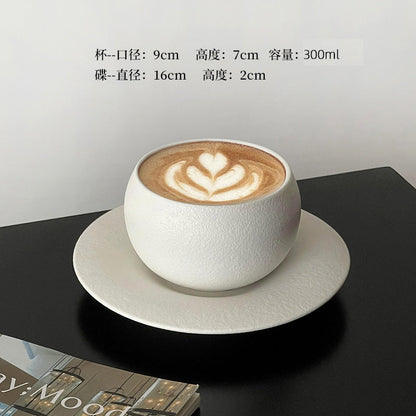 A retro egg-shaped cup frosted stone pattern ceramic cup latte coffee cup afternoon tea niche cappuccillola flower cup