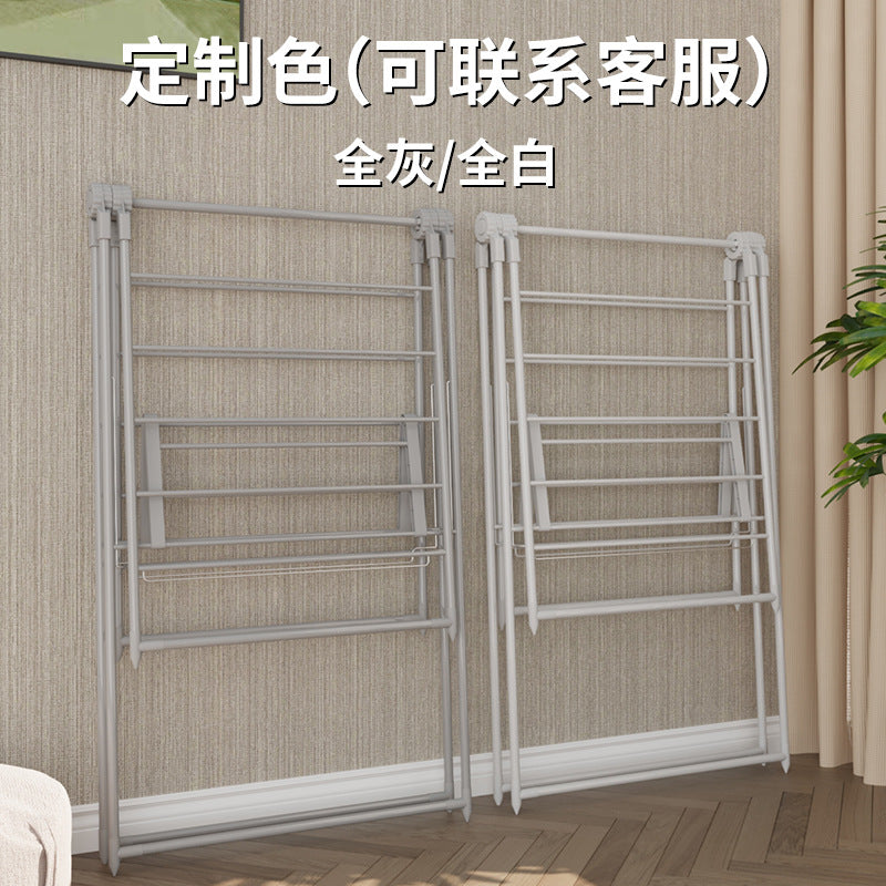 A drying rack floor-to-ceiling bedroom balcony baby home quilt drying removable storage stainless steel folding drying rack