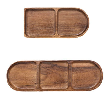 A Acacia wooden tray Japanese-style divided household dim sum snack storage tray
