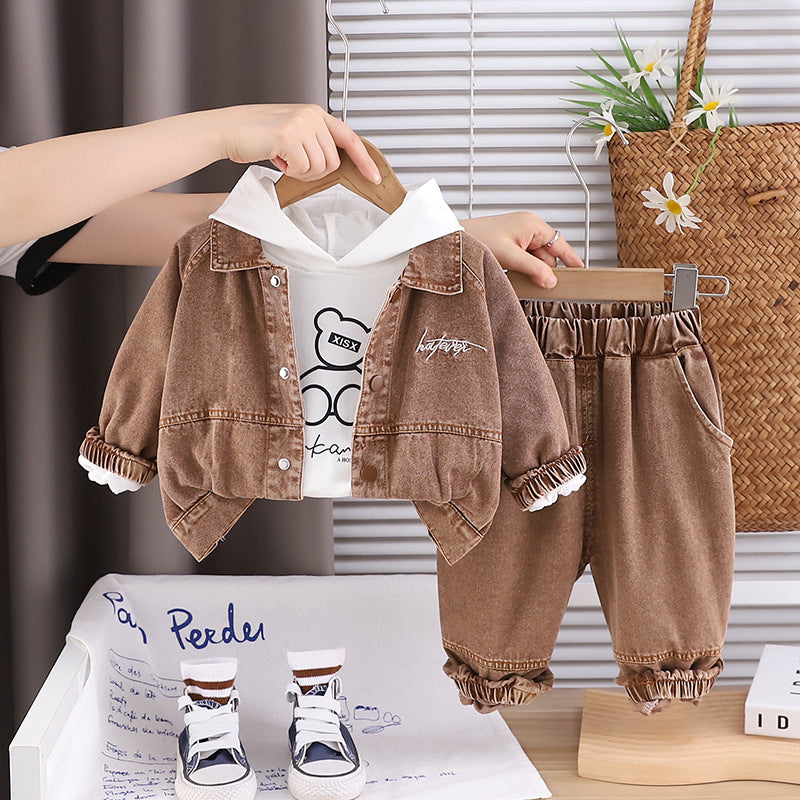 A children's denim three-piece set