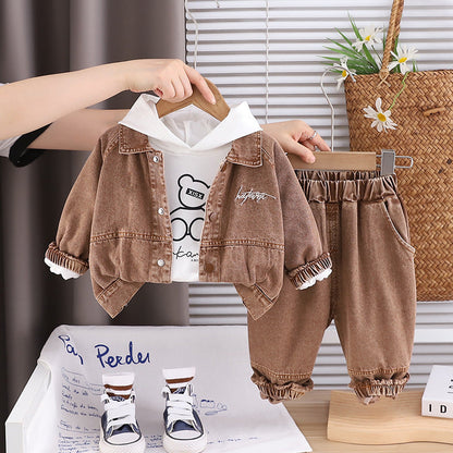 A children's denim three-piece set