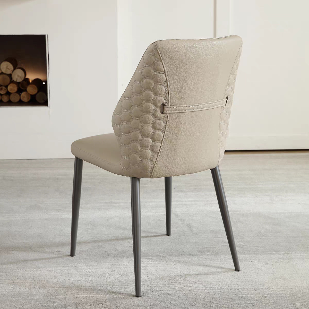 A leather metal chair seat