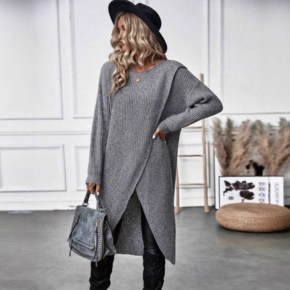 A long knitted sweater