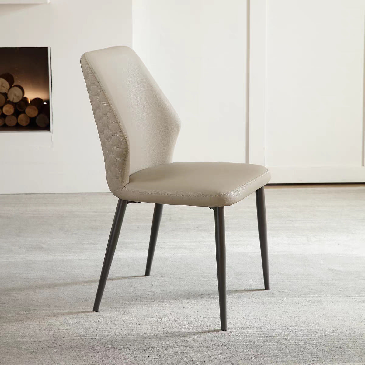 A leather metal chair seat