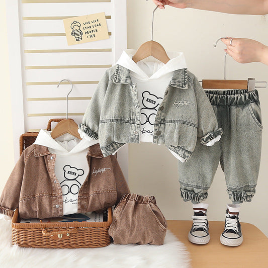 A children's denim three-piece set