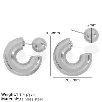 A Titanium steel European and American personality simple metal sense light luxury temperament Titanium steel spherical niche ins design sense jewelry