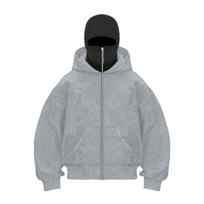 A double hat sweater jacket
