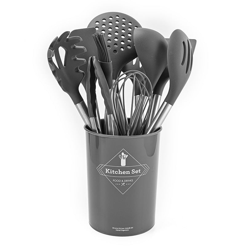A Silicone 12-piece tube handle rubber tube silicone non-stick pan food grade silicone shovel household silicone kitchen utensils