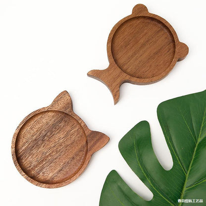 A Acacia wood taste plate three grids fish tail taste plate