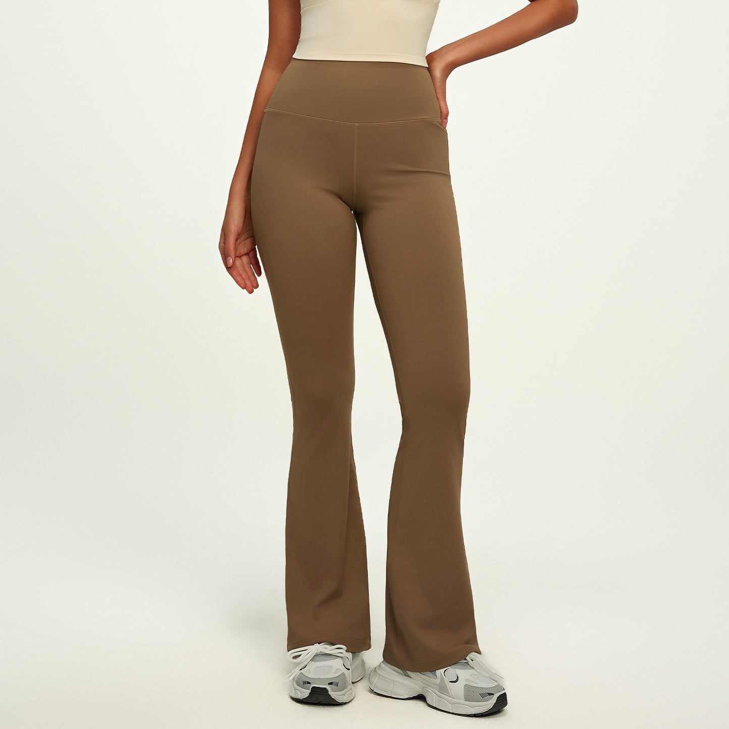 A High Waist Hip Lift Yoga Flared Pants Naked Fitness Breathable Sports Leggings