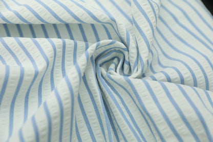 European beautiful women's shirt Amazon independent station cross-border 2025 new V-neck splicing bubble sleeve striped top