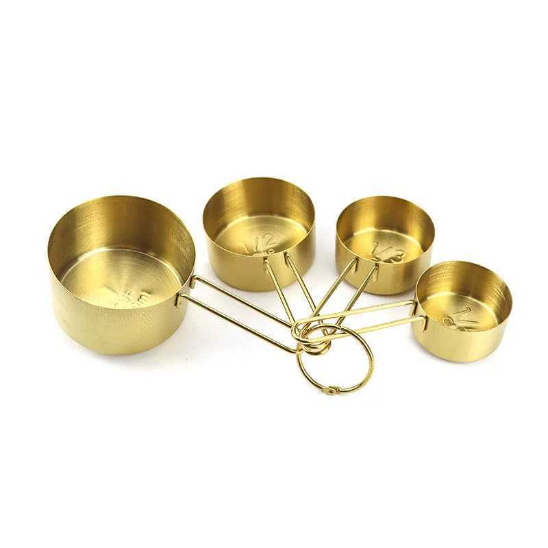 A Stainless steel measuring cup measuring spoon Acacia wooden handle baking tool