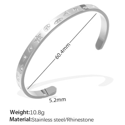A cross-border European and American exaggerated personality versatile titanium steel inlaid zircon marine series stainless steel advanced sense opening bracelet