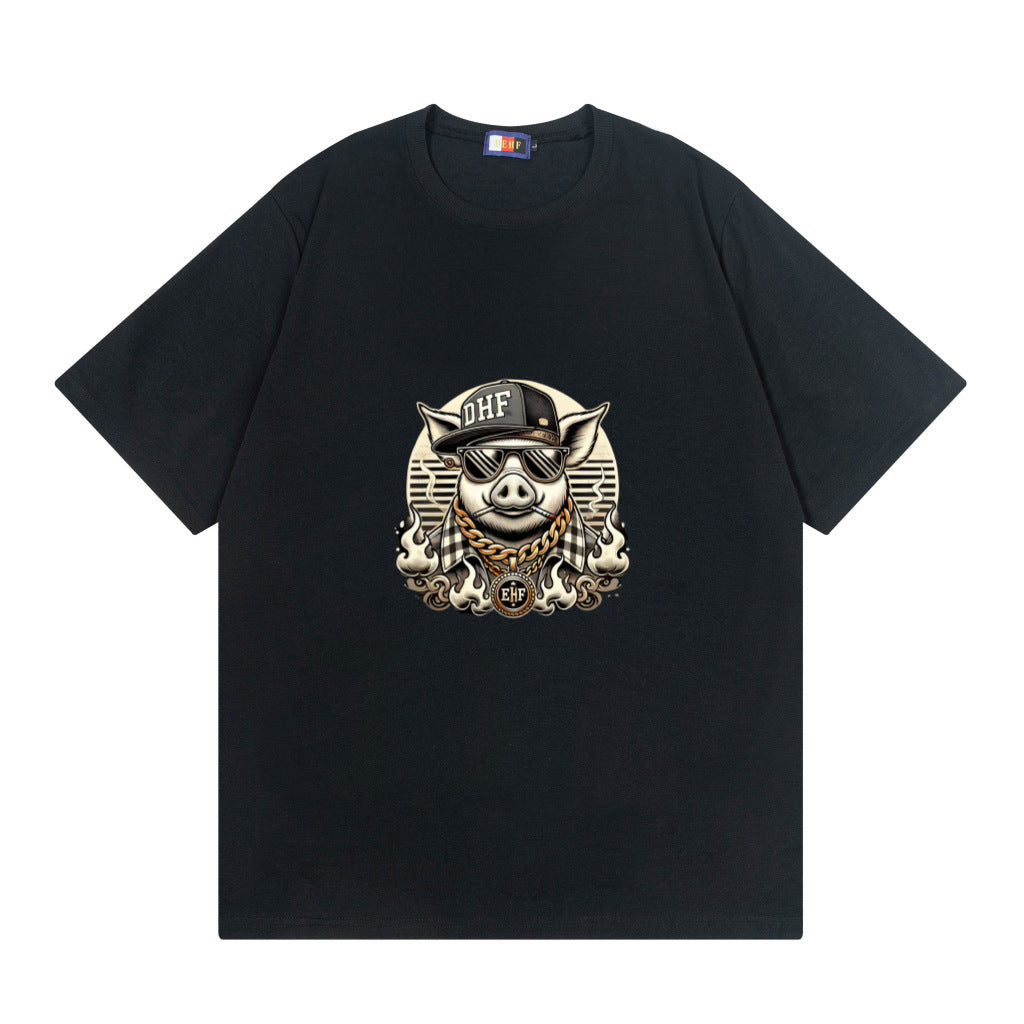 A T-shirt imitation cotton comfortable European size globally available black hip-hop design - Mixbatch