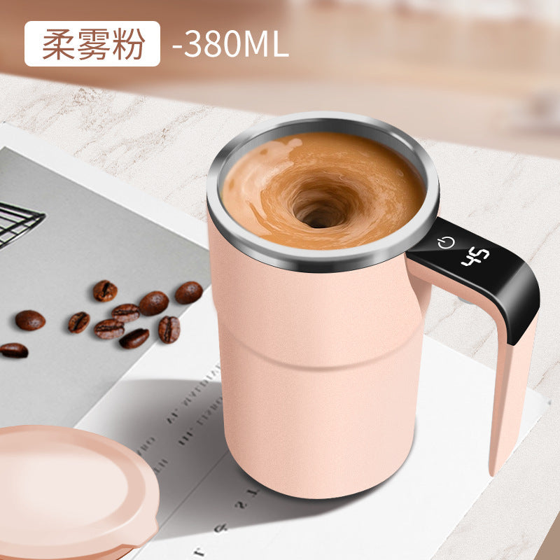 A Digital Display Intelligent Temperature Measurement Magnetic Automatic Mixing Cup Electric Coffee Cup Milkshake Cup Fitness Protein Shaker Cup