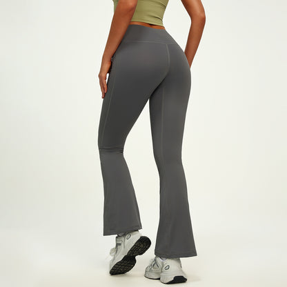 A High Waist Hip Lift Yoga Flared Pants Naked Fitness Breathable Sports Leggings