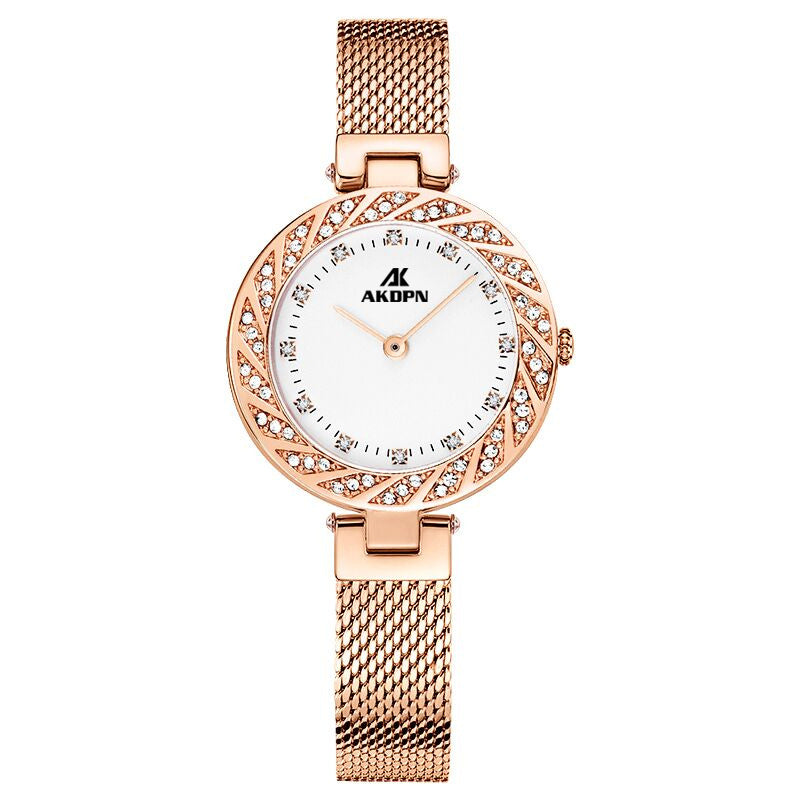 A decorative diamond-encrusted mesh strap women's watch light luxury quartz watch niche design waterproof starry sky diamond quality women's watch