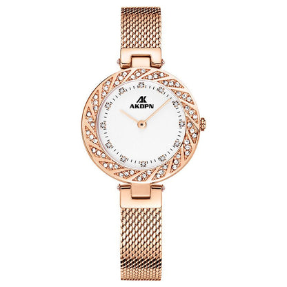 A decorative diamond-encrusted mesh strap women's watch light luxury quartz watch niche design waterproof starry sky diamond quality women's watch