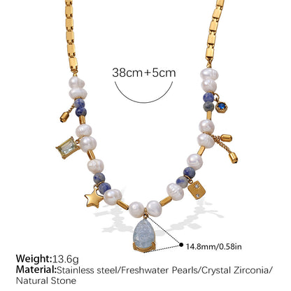 A French style court ins light luxury design noble zircon natural pearl exquisite necklace collarbone chain necklace