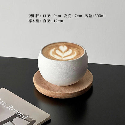 A retro egg-shaped cup frosted stone pattern ceramic cup latte coffee cup afternoon tea niche cappuccillola flower cup
