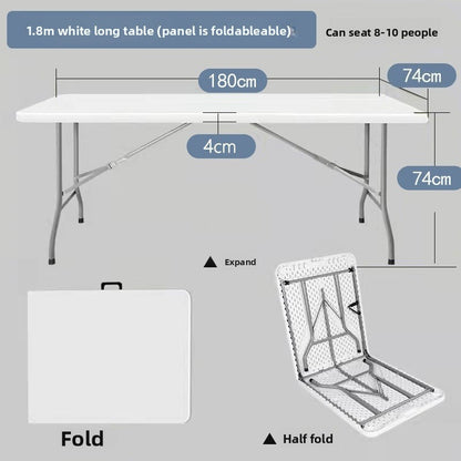 A portable long table outdoor folding table stall table household simple dining table and chairs blow molding folding table night market plastic