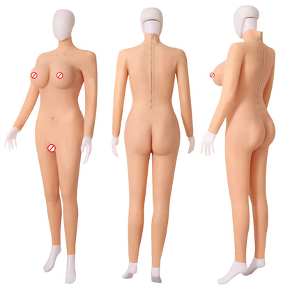 A nine-point one-piece prosthetic breast fake yin pants CD fake girl cross-dressing simulated chest pad fake breast fake girl two-in-one