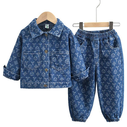 A children's suit denim two-piece set