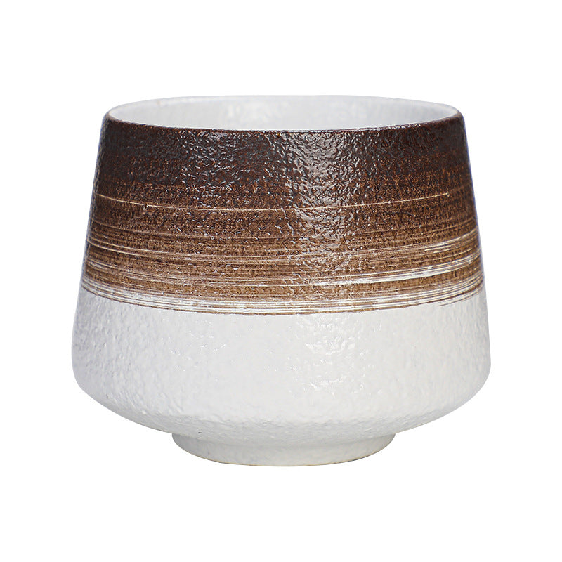 A coarse pottery coffee cup creative latte latte flower cup ceramic Japanese retro kung fu tea set teacup master cup water cup