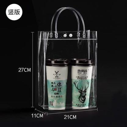 A spot stall pvc plastic tote bag transparent hose thickened red wine packaging bag gift bag