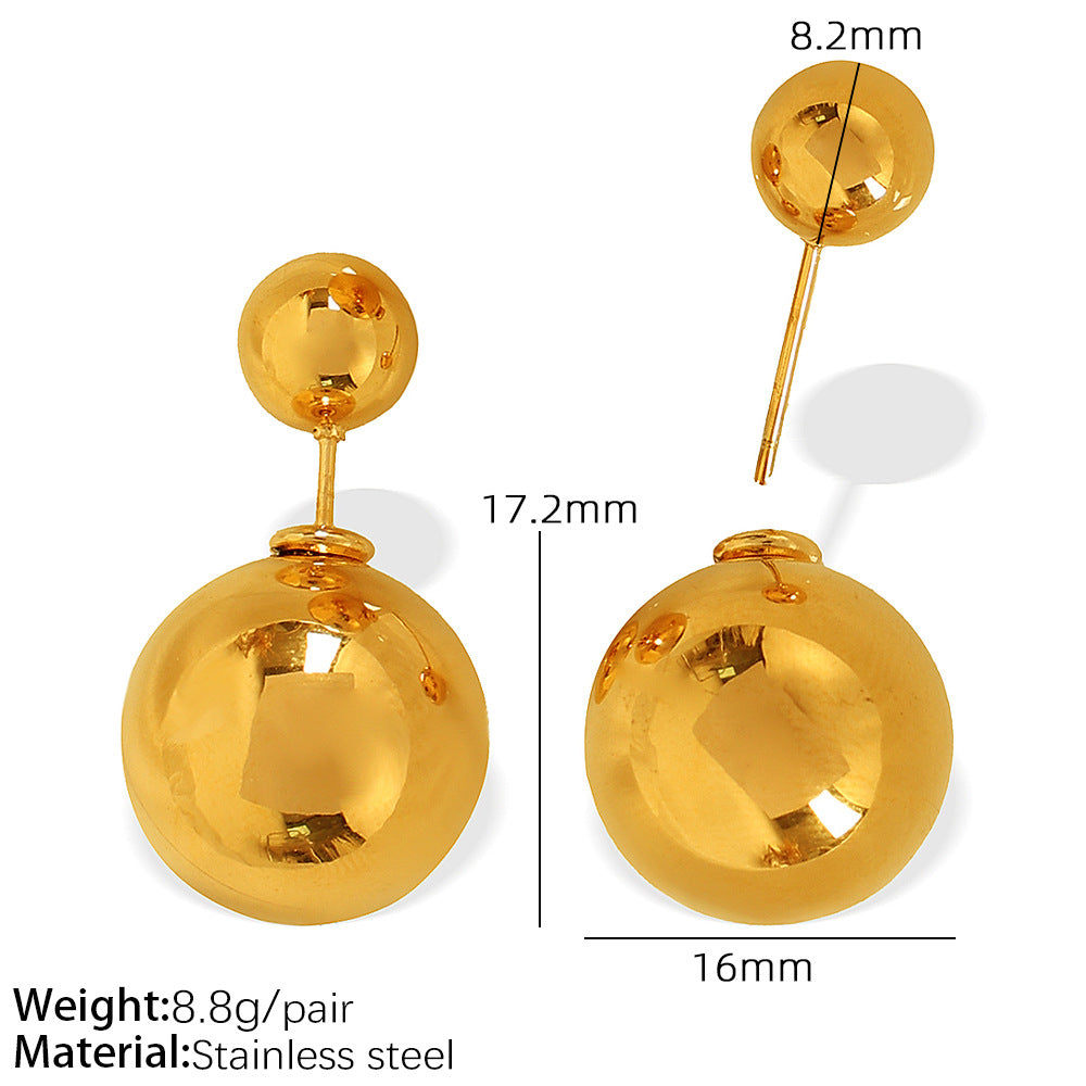 A Titanium steel European and American personality simple metal sense light luxury temperament Titanium steel spherical niche ins design sense jewelry