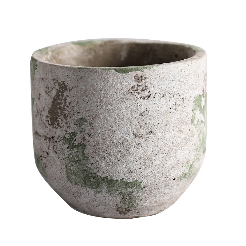 A Old Craft Cement Flower Pot Planting Utensils