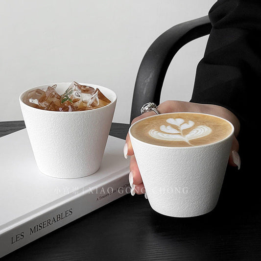 Japanese minimalist ceramic coffee cup hand cup pig mouth cup retro exquisite premium latte cup master cup Aobai cup