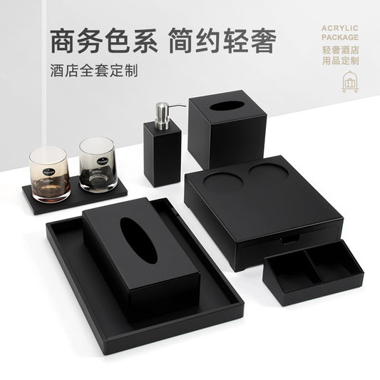 Acrylic hotel toiletries storage box bathroom sink disposable toothbrush storage box tray tissue box