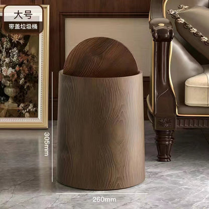 A 中式复古仿木纹垃圾桶