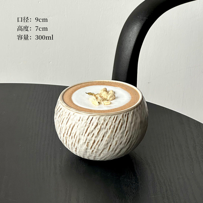 A retro egg-shaped cup frosted stone pattern ceramic cup latte coffee cup afternoon tea niche cappuccillola flower cup